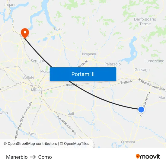 Manerbio to Como map