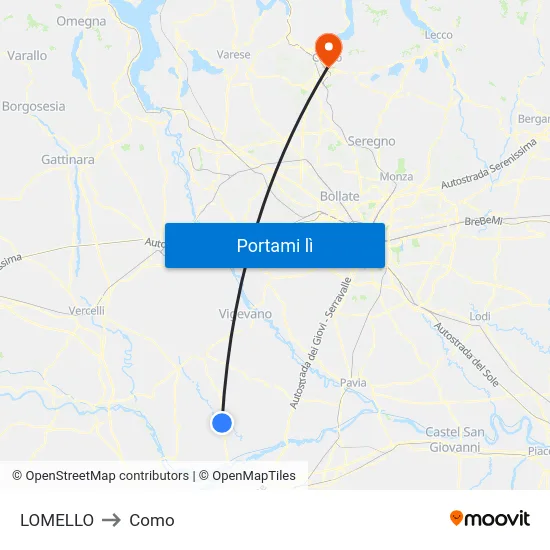 LOMELLO to Como map
