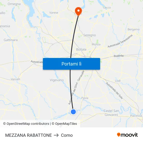 MEZZANA RABATTONE to Como map