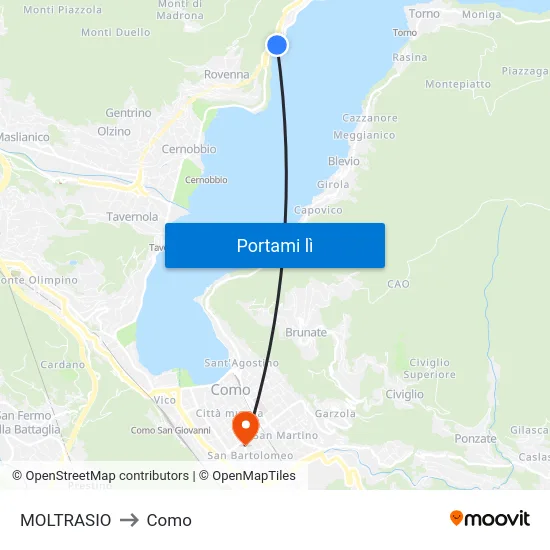 MOLTRASIO to Como map