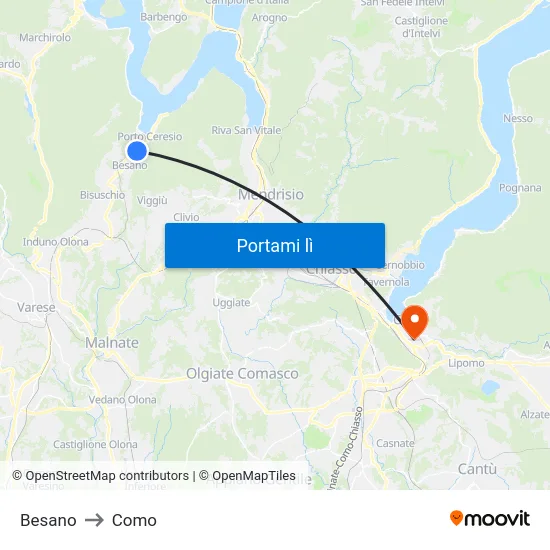 Besano to Como map