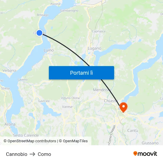 Cannobio to Como map