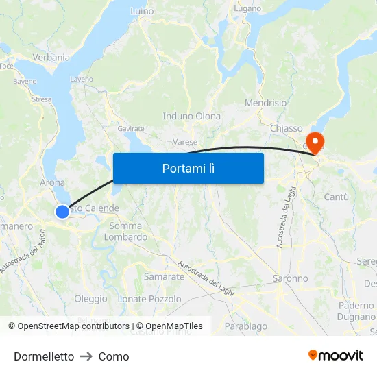 Dormelletto to Como map