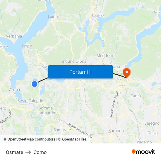 Osmate to Como map