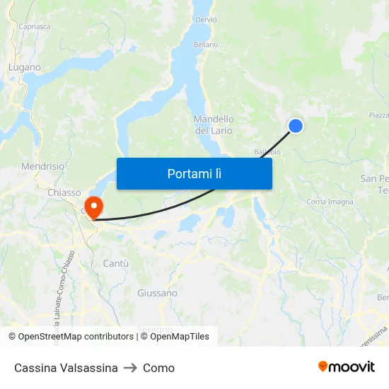 Cassina Valsassina to Como map