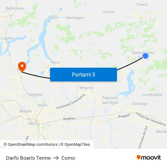 Darfo Boario Terme to Como map
