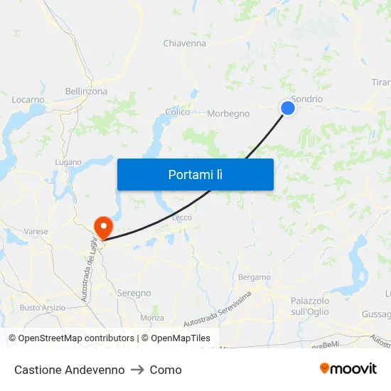 Castione Andevenno to Como map