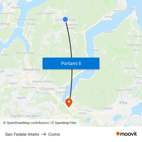 San Fedele Intelvi to Como map