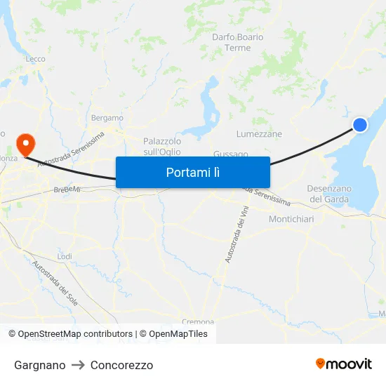 Gargnano to Concorezzo map