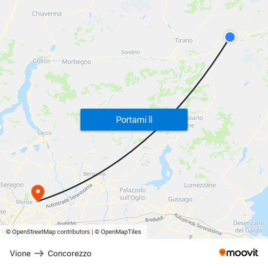Vione to Concorezzo map
