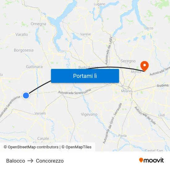 Balocco to Concorezzo map