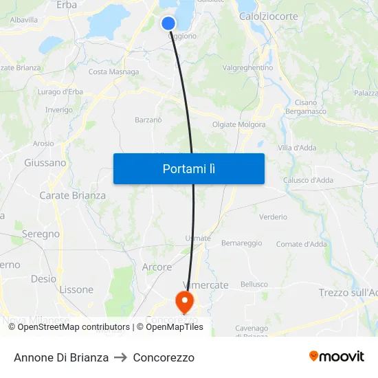 Annone Di Brianza to Concorezzo map