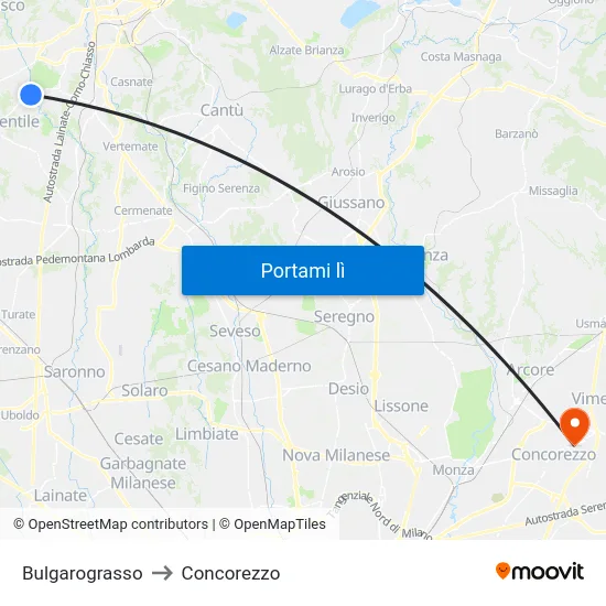 Bulgarograsso to Concorezzo map