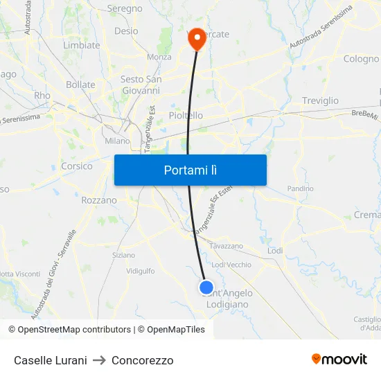 Caselle Lurani to Concorezzo map