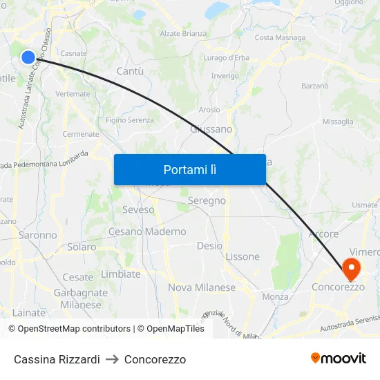 Cassina Rizzardi to Concorezzo map