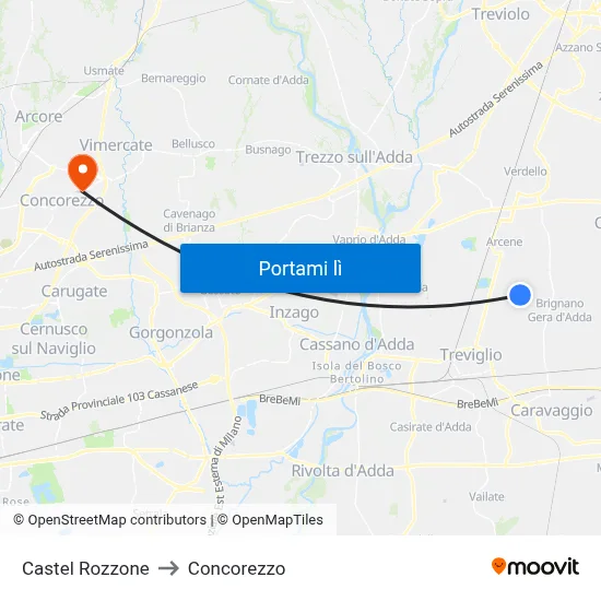 Castel Rozzone to Concorezzo map