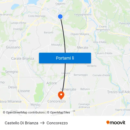 Castello Di Brianza to Concorezzo map