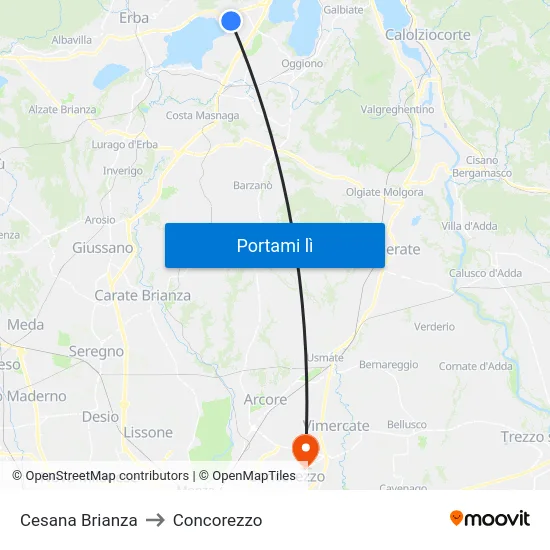 Cesana Brianza to Concorezzo map