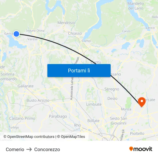 Comerio to Concorezzo map