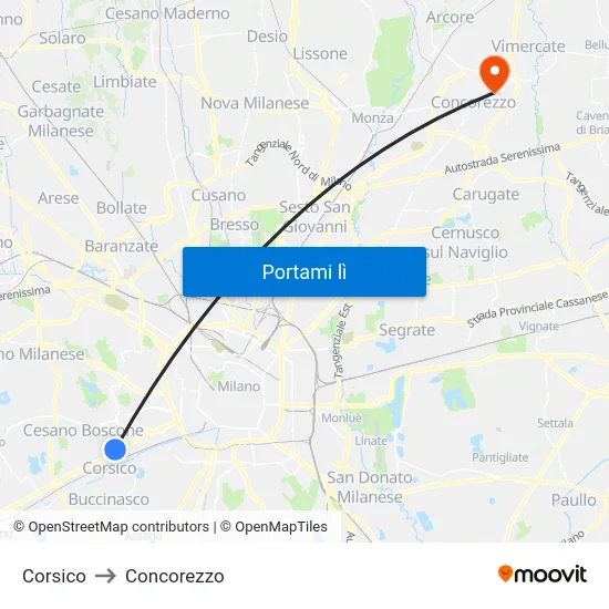 Corsico to Concorezzo map