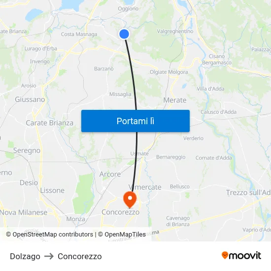 Dolzago to Concorezzo map