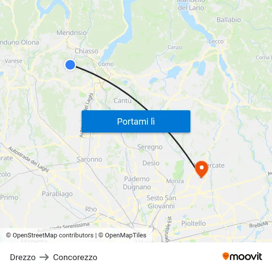 Drezzo to Concorezzo map