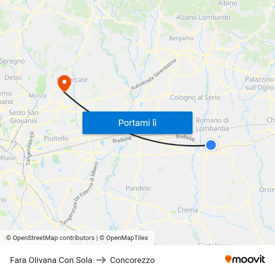 Fara Olivana Con Sola to Concorezzo map
