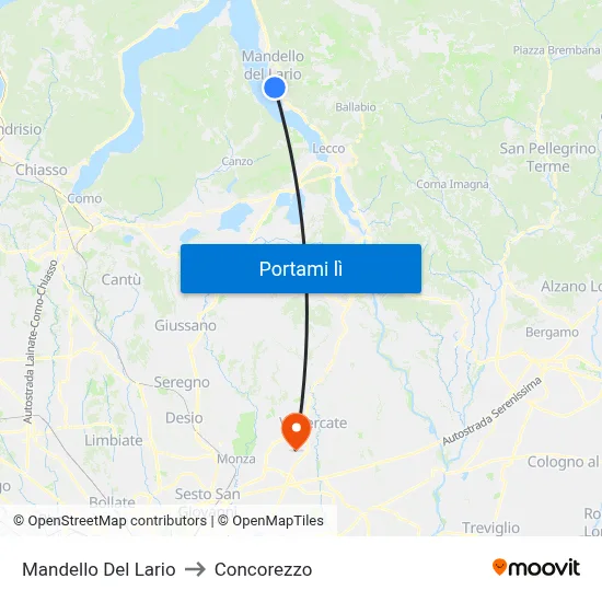 Mandello Del Lario to Concorezzo map