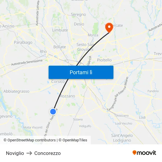 Noviglio to Concorezzo map