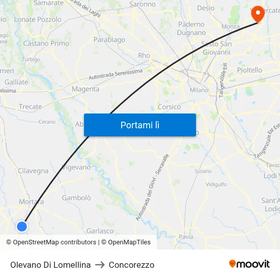 Olevano Di Lomellina to Concorezzo map