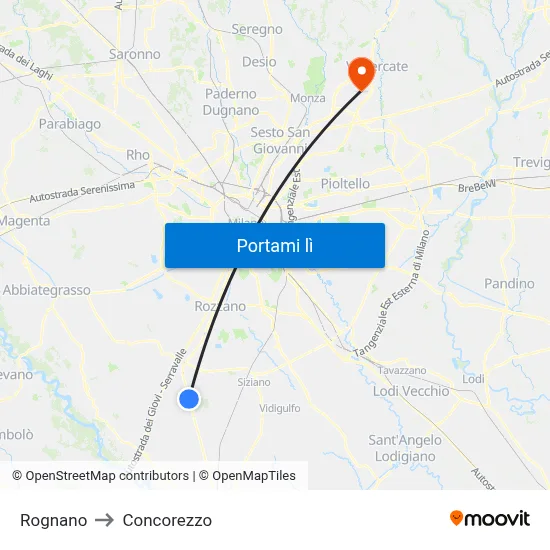 Rognano to Concorezzo map