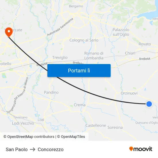 San Paolo to Concorezzo map