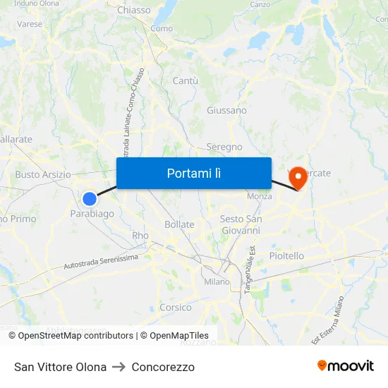 San Vittore Olona to Concorezzo map