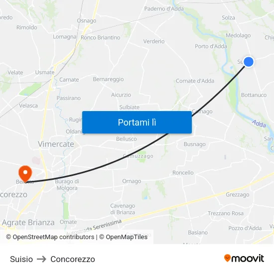 Suisio to Concorezzo map