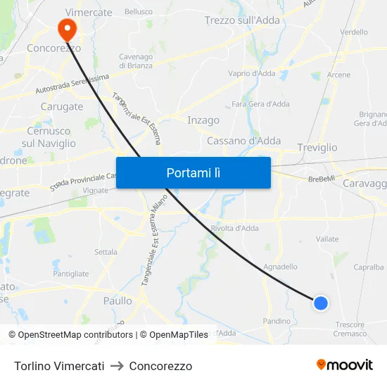 Torlino Vimercati to Concorezzo map
