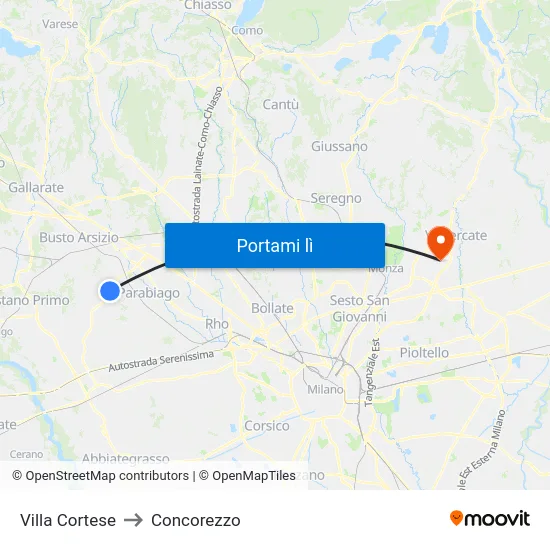 Villa Cortese to Concorezzo map