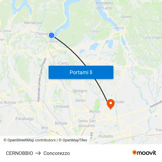 CERNOBBIO to Concorezzo map