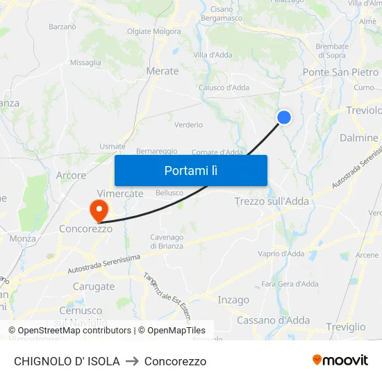 CHIGNOLO D' ISOLA to Concorezzo map