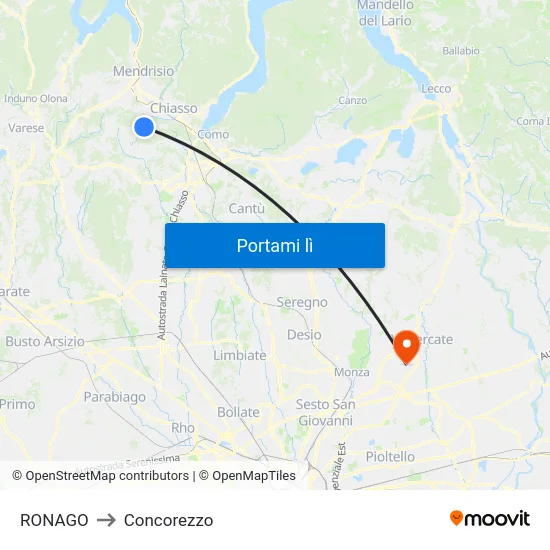 RONAGO to Concorezzo map