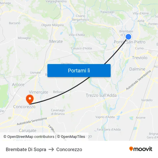Brembate Di Sopra to Concorezzo map