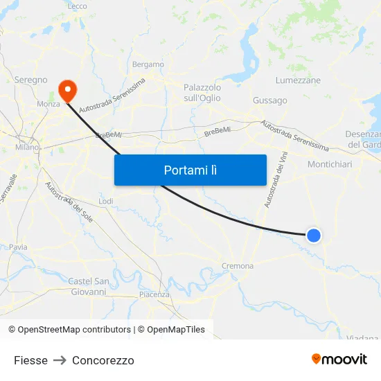Fiesse to Concorezzo map
