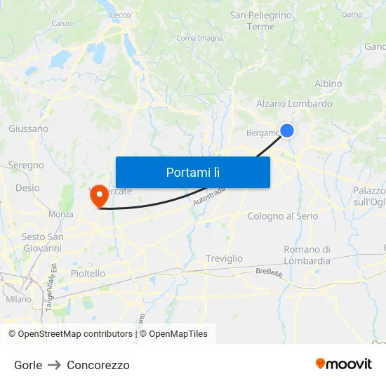 Gorle to Concorezzo map