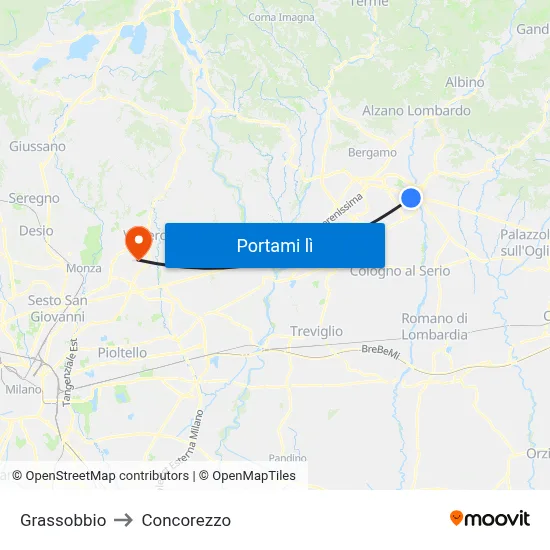 Grassobbio to Concorezzo map