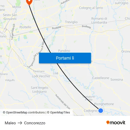 Maleo to Concorezzo map