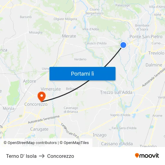 Terno D' Isola to Concorezzo map