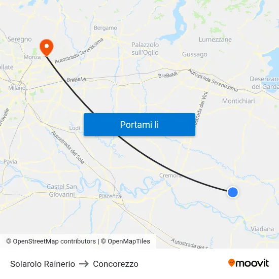 Solarolo Rainerio to Concorezzo map
