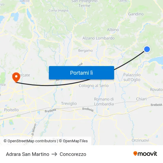 Adrara San Martino to Concorezzo map