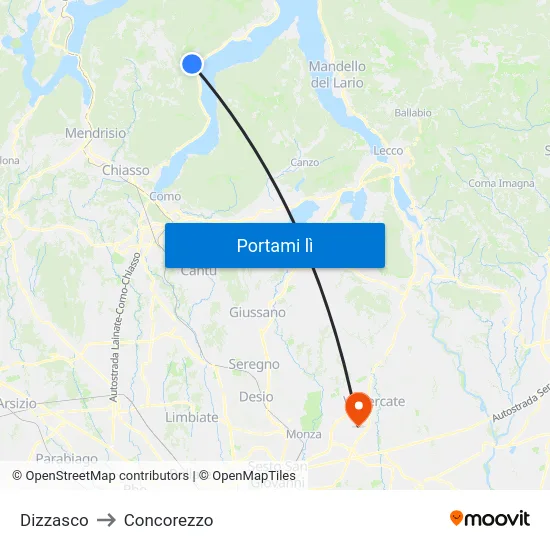 Dizzasco to Concorezzo map