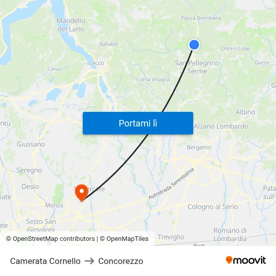 Camerata Cornello to Concorezzo map