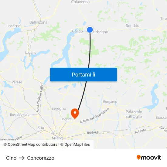 Cino to Concorezzo map